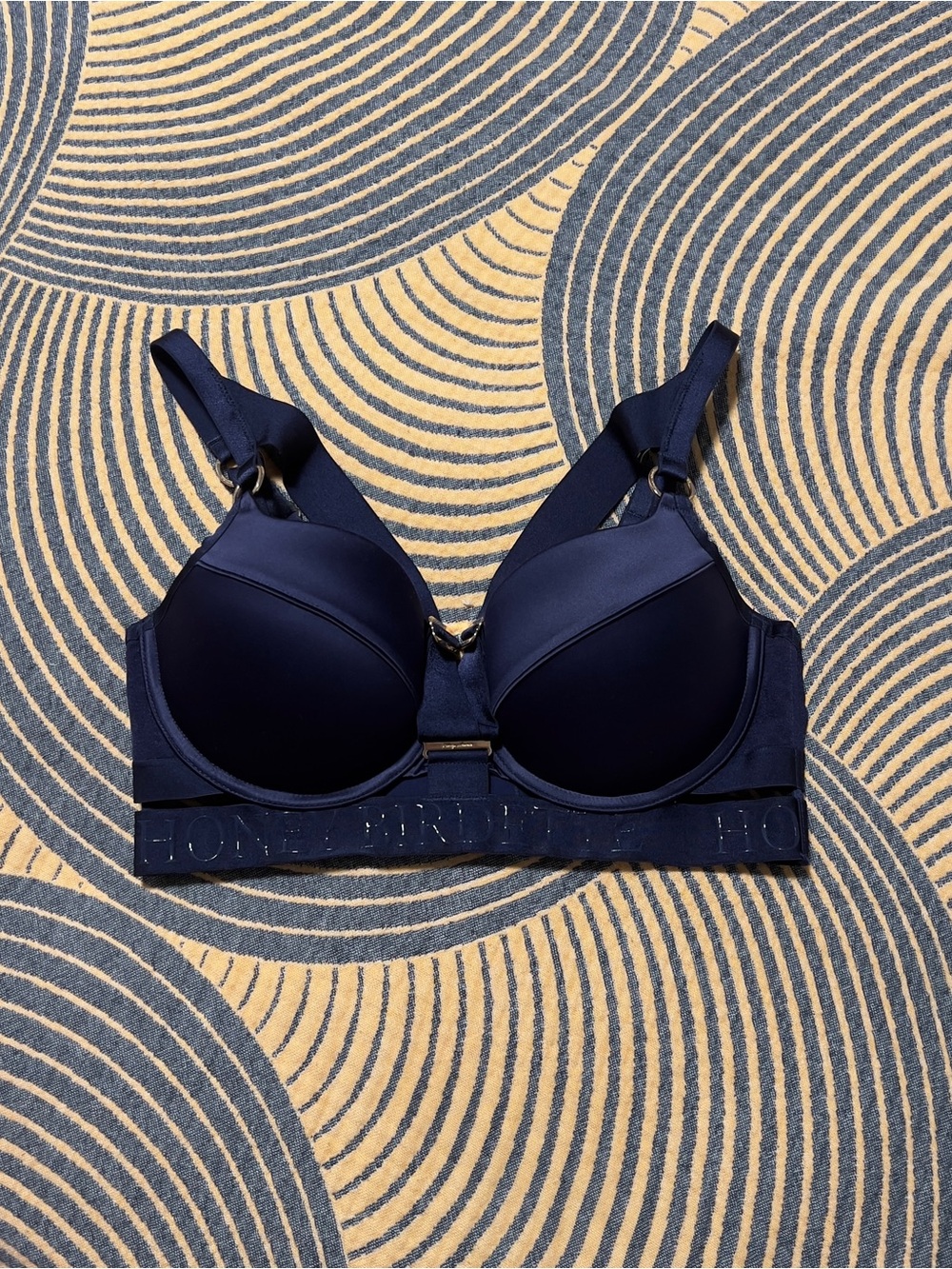 Honey Birdette Navy Push-Up Underwire Bra with Front Accent